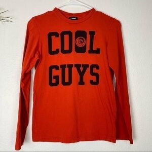 DIESEL Orange Black Printed L Sleeve Tshirt M